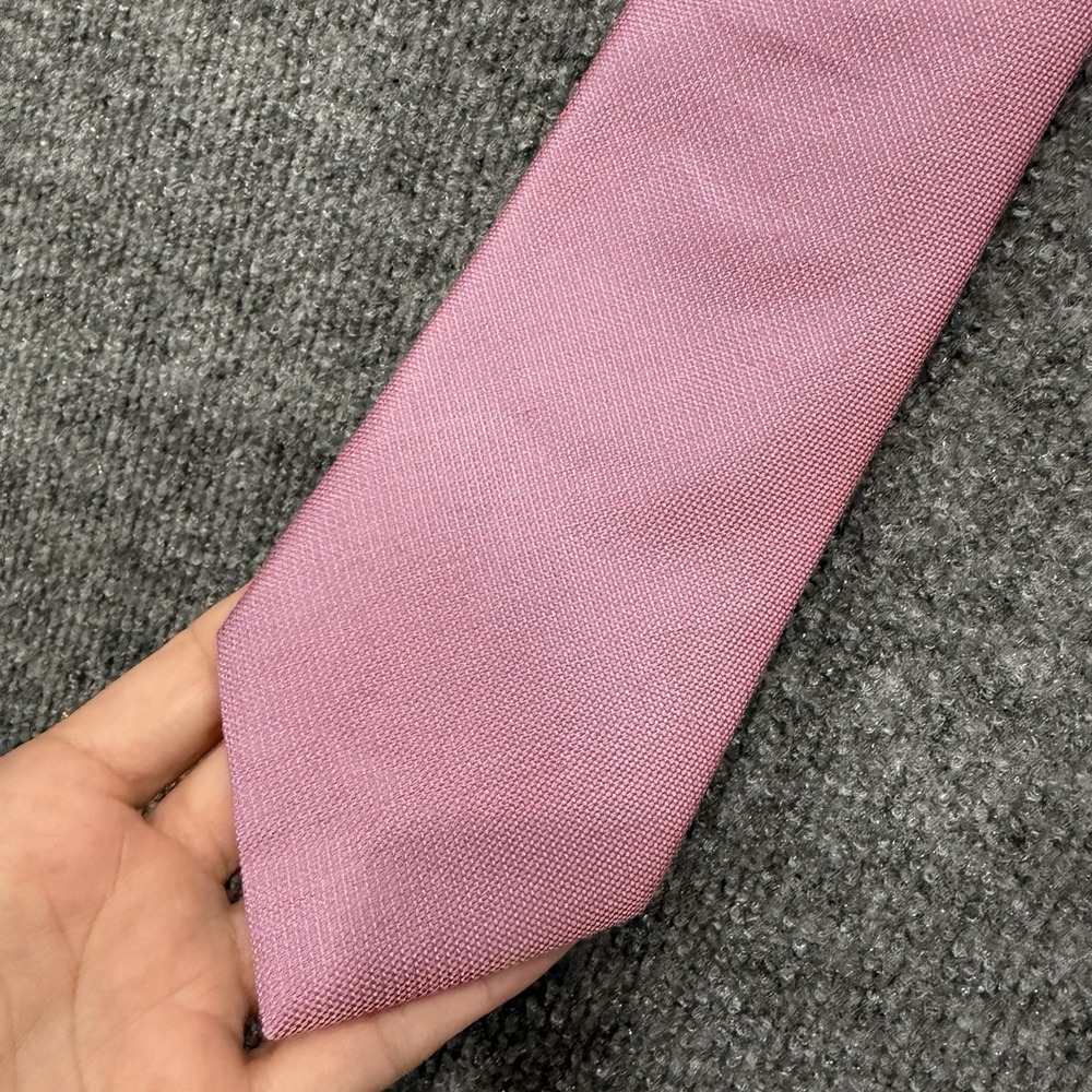 Vintage Turnbull & Asser London Silk Linen Tie Pink Textured Summer Wedding - Picture 6 of 7